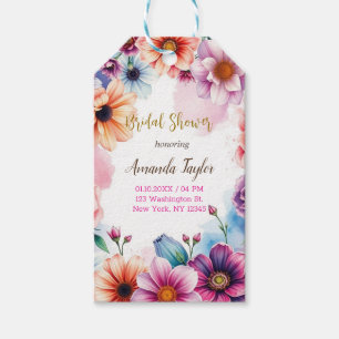 Minimalistische bloemencalligrafie Bruidsdouchekaa Cadeaulabel