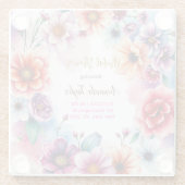 Minimalistische bloemencalligrafie Bruidsdouchekaa Glazen Onderzetter (Achterkant)