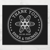 Minimalistische bloemendank u met aangepaste kleur sparkling wijnetiket (Enkel label)