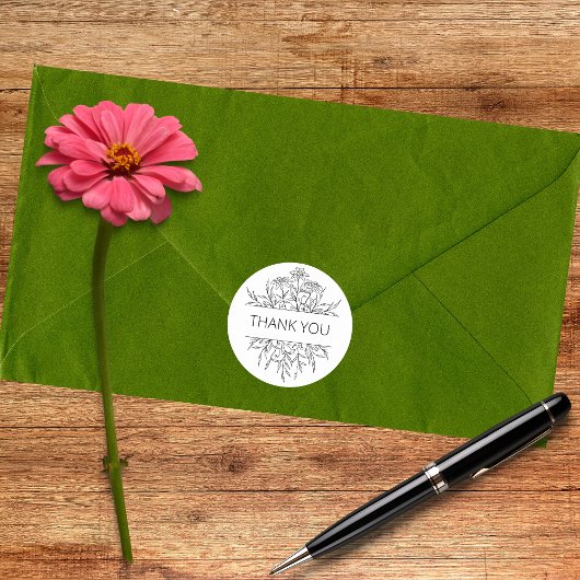 Minimalistische bloemendank u ronde sticker