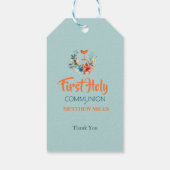 Minimalistische bloemeneerste katholieke communie cadeaulabel (Achterkant)