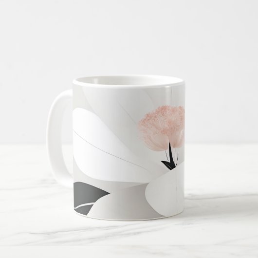 Minimalistische bloemenelegante lijnkunst koffiemok (Voorkant links)