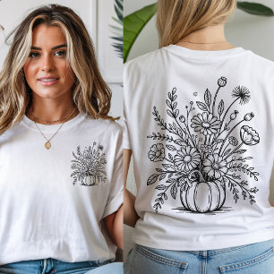 Minimalistische Bloemenkleuren Pompoen Shirt, Herf T-shirt