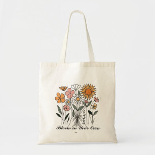 Minimalistische bloemenkunstprint van een wilde bl tote bag