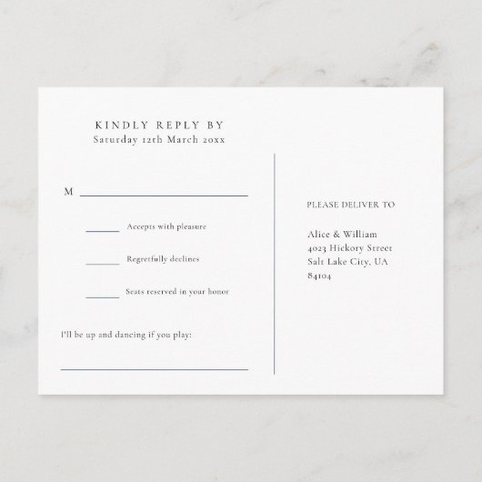 Minimalistische Bloemenlied Aanvraag RSVP Briefkaa Uitnodiging Briefkaart (Achterkant)