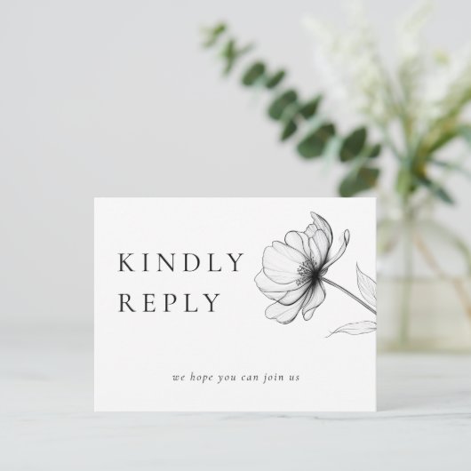 Minimalistische Bloemenlied Aanvraag RSVP Briefkaa Uitnodiging Briefkaart (Staand voorkant)