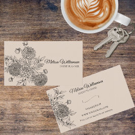 Minimalistische bloemenlijn illustratie visitekaartje