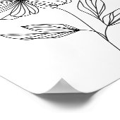 Minimalistische Bloemenlijn Tekening zwart-wit Poster (Hoek)