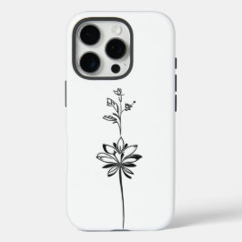 "Minimalistische Bloemenlijnkunst" Elegant Ontwerp iPhone 16 Pro Hoesje