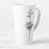 "Minimalistische Bloemenlijnkunst" Elegant Ontwerp Latte Mok (Rechterhoek)