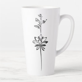 "Minimalistische Bloemenlijnkunst" Elegant Ontwerp Latte Mok