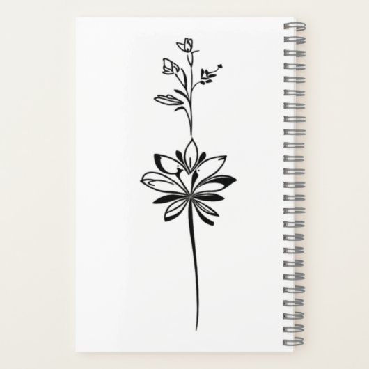 "Minimalistische Bloemenlijnkunst" Elegant Ontwerp Notitieboek (Achterkant)