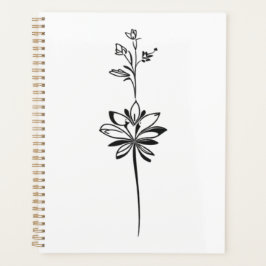 "Minimalistische Bloemenlijnkunst" Elegant Ontwerp Planner