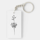"Minimalistische Bloemenlijnkunst" Elegant Ontwerp Sleutelhanger (achterkant)