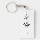 "Minimalistische Bloemenlijnkunst" Elegant Ontwerp Sleutelhanger (Voorkant)