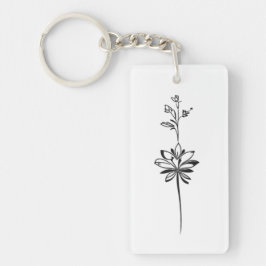 "Minimalistische Bloemenlijnkunst" Elegant Ontwerp Sleutelhanger