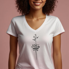 "Minimalistische Bloemenlijnkunst" Elegant Ontwerp T-shirt