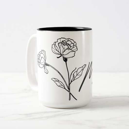 Minimalistische Bloemenmam Mok met Hart (Voorkant links)