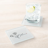 Minimalistische Bloemenmam Onderzetter met Hart (Schuin)