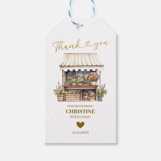 Minimalistische Bloemenmarkt Dank u Label Cadeaulabel (Voorkant)