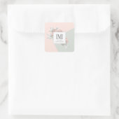 Minimalistische bloemenmonogram vierkante Sticker (Tas)