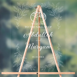 Minimalistische bloemenmoslim islamitische bruilof acryl bord