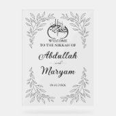 Minimalistische bloemenmoslim islamitische bruilof acryl bord (Voorkant)