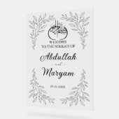 Minimalistische bloemenmoslim islamitische bruilof acryl bord (Hoek)