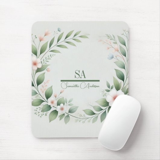 Minimalistische bloemenmousepad | Gepersonaliseerd Muismat (Met muis)