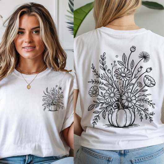 Minimalistische Bloemenpompoen Shirt, Herfst Vibes T-shirt