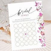 Minimalistische Bloemenrobijnen Bruids Bingo spel