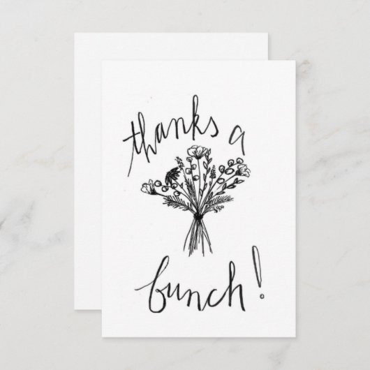 Minimalistische bloemenschets bedankje bedankkaart (Voorkant / Achterkant)