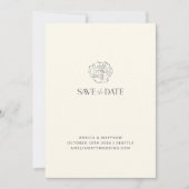 Minimalistische Bloemenschets Romantische Ivoren H Save The Date (Voorkant)