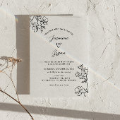 Minimalistische Bloemenscript Schattigee Hart Wedd Kaart