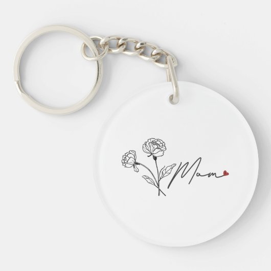 Minimalistische bloemensleutelhanger voor moeder m sleutelhanger (Voorkant)