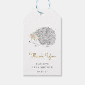 Minimalistische Bloemenstekelvarken Baby shower Da Cadeaulabel (Voorkant)