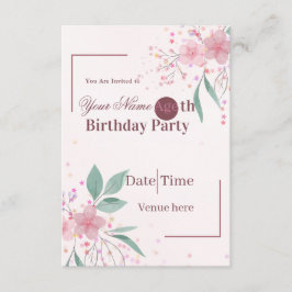 Minimalistische bloemenverjaardagsuitnodiging kaart