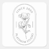 Minimalistische bloemenverpakking voor kleine bedr vierkante sticker (Voorkant)