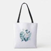 Minimalistische bloemetas tote bag (Achterkant)