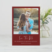 Minimalistische bloemige bewaar de datum save the date (Staand voorkant)