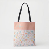 Minimalistische Bloemige Boho Gepersonaliseerde Mo Tote Bag (Voorkant)