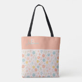 Minimalistische Bloemige Boho Gepersonaliseerde Mo Tote Bag (Achterkant)