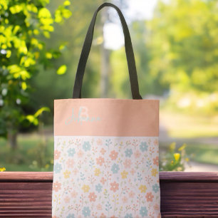 Minimalistische Bloemige Boho Gepersonaliseerde Mo Tote Bag