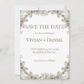 Minimalistische bloemige Boho Save the Date kaart (Voorkant)