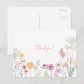 Minimalistische bloemige dank je wel briefkaart (Voorkant / Achterkant)