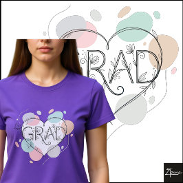 Minimalistische bloemige GRAD-pastel hart-schets T-shirt