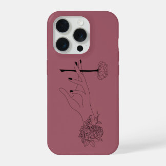 Minimalistische bloemige handlijn kunst telefoonho iPhone 15 pro case
