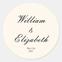 Minimalistische bloemige ivoor trouwsticker ronde sticker