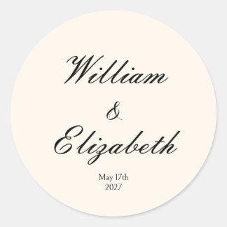 Minimalistische bloemige ivoor trouwsticker ronde sticker