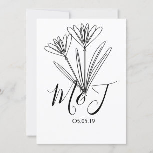 Minimalistische bloemige lijnkunst botanische brui kaart